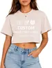 Camiseta Vintage Picante Europeia e Americana Retro de Algodão Puro 230g Cruzamento de Fronteiras Feminina Manga Curta Cropped Lavada Logo Personalizado