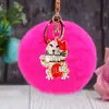 Chaveiro de Gato da Sorte para Carro com Cravação de Diamantes Pelúcia Fofo Pingente para Bolsa Feminina Argola de Chaveiro Presente Festivo
