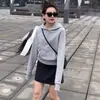Moletom Cinza Curto com Capuz para Mulheres Outono e Inverno 2025 Novo Casual Estilo Preguiçoso Estilo Coreano Raglan Solto Jaqueta Top