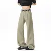 Pantalones casuales de algodón puro lavado estilo retro americano para hombre, pantalones de trabajo rectos de moda para verano, jeans de mezclilla holgados con caída