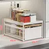 Gabinete de lavatório interior banheiro ralo pia organizador de prateleira de armazenamento retrátil banheiro sabão de lavar roupa cesta retrátil multifuncional