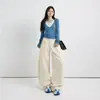 Otoño/Invierno 2026 Retro Americano Albaricoque Holgados de Pierna Ancha Versátiles Jeans de Corte Curvo Pantalones Banana para Mujer