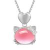 Jinjiahua Amor Lindo Gato Colgante Diamante Rosa Cadena Clavícula Creativo Cristal Rosa Amor Gato Colgante Piedra Hibisco Venta Directa