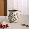 Jarrón de Cerámica con Patrón Azul y Blanco Agrietado Estilo Nórdico Minimalista Retro Adorno para Sala de Estar Entrada Decoración Creativa para Arreglos Florales