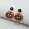 Pendientes de resina con diseño de calavera de murciélago y calabaza exagerada, divertidos y de dibujos animados de Halloween transfronterizos de Europa y América.
