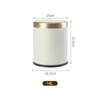 Papelera doméstica estilo lujo ligero con tapa, borde dorado, doble capa, gran diámetro, para cocina, sala de estar, oficina, papelera redonda grande