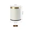 Papelera Doméstica Estilo Lujo Ligero con Tapa, Borde Dorado, Doble Capa, Apertura Amplia, para Cocina, Sala de Estar, Oficina, Papelera Redonda Grande