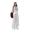 26 Colección Nueva Primavera Estilo Old Money Sencillo Perezoso Relajado Tencel Caído Cintura Baja Holgado Pierna Ancha Pantalones Casuales