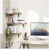 Estante de pared moderno de madera estilo chino hecho de madera de paulownia carbonizada, estante flotante de esquina con combinación de madera de hierro para exhibición en pared