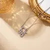 Nuevo collar de letra transfronterizo totalmente incrustado con diamantes para mujer, de alta gama y versátil, cadena para la clavícula de acero de titanio chapado en oro real