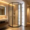 Mampara de ducha Beijie con forma de diamante, baño de acero inoxidable con áreas seca y húmeda separadas por mampara de cristal, diseño moderno y minimalista, hecho a medida