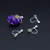 Convertidor de clip para oreja de resina sin dolor Zircón Aretes de perla en forma de U clip de resorte para oreja sin perforación joyería para oreja venta al por mayor