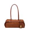 Bolsa Feminina Vintage de Camurça para Bowling Fivela de Cinto de Moda Nicho Bolsa Longa de Ombro/Axila Bolsa Baguete de Moda