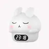 Lámpara de Conejo de Silicona Recargable por USB Cambio de Color RGB Luz Nocturna Compañero de Sueño Luz LED Colorida con Despertador Luz Táctil En Stock