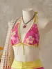 Europeu e Americano Ins Sexy Lingerie Ultraleve Sutiã com Alças Sem Aro Ultraleve Decote Halter Maiô Justo Dividido Três Peças