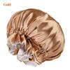 Gorro de dormir elástico de satén de doble capa, de ala ancha, de color liso, para la ducha, de belleza, venta al por mayor, gran oferta transfronteriza