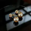 Um Par de Brincos de Pérola Champagne Girassol para Mulheres, Estilo de Luxo Leve e de Alta Qualidade, com Design Pendente, Acessórios de Orelha Elegantes e Sofisticados