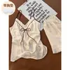 Novo conjunto de pijama camisola estilo chinês retrô nacional com inspiração Zen para mulheres, com decote em V, busto acolchoado e shorts, perfeito para usar em casa no verão.