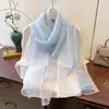 Nuevo Chal de Seda Acrílica de Color Puro Estilo Coreano Bufanda Larga de Gasa para Mujer Bufanda Ins con Lentejuelas Doradas Bufanda de Seda para Protección Solar de Otoño