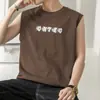 Chaleco de Algodón Puro para Hombre Verano Delgado Deportivo Baloncesto Fitness Chaleco Sudadera Estampada con Letras Camiseta Blanca sin Mangas
