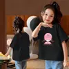 Camiseta Infantil de Verão Doce 2026 Nova 100% Algodão Manga Curta Estilosa para Crianças Maiores, Top Soltinho de Meia Manga Ins