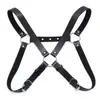 Sm Brinquedos Sexuais Feito Sob Medida Masculino Preto Três Tiras Couro Bondage Peitoral Alternativo Roupa de Performance Erótica