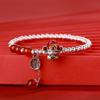 Pulseira de Prata Pura 999 Deus da Fortuna para Homens e Mulheres, Pulseira com Pingente Deus da Fortuna, Pulseira Esmaltada Estilo Chinês, Presente de Casal para Mulheres Ano do Cavalo