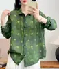 Cardigan de Ramio Puro con Estampado Digital para Mujer, Manga Larga, Talla Grande, Estilo Holgado y Delgado, Novedad Otoño 2026