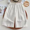 Pantalones versátiles y elegantes de Tencel y lino para el verano, pantalones casuales, de cintura alta, corte holgado, adelgazantes, pantalones finos de cinco puntos para usar al aire libre