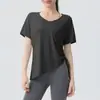 Roupa de Yoga de Seda Gelada Manga Curta Tops Esportivos Femininos Blusa Solta Respirável Treinamento Fitness Roupa Camiseta Esportiva Manga Curta Verão