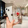 Para iPhone 13 Pro Max Borde Recto Galvanizado Funda de Teléfono Apple Color Sólido Transparente Cubierta Completa Anti-Caídas Funda Protectora