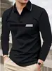 Outono Inverno Clássico Casual Masculino Tecido Piquet Tendência Cor Sólida Gola Lapela Masculina Lapela Simples Esporte Manga Longa