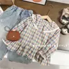 Nuevas camisas de primavera y otoño para niñas, camisas elegantes de manga larga para bebés, tops casuales de cuadros de primavera para niños, comercio exterior