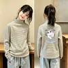 Camiseta base de terciopelo alemán de doble cara para niña Otoño/Invierno Nuevo Estilo Bebé Rayas Cuello semi-alto Top Otoño/Invierno Ropa interior Manga larga