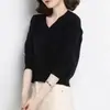 Suéter de Tricô Torcido para Mulheres, Estilo Curto para Outono e Inverno, Lindo e Jovem, Peça Básica da Moda para Figuras Baixas, Gola V
