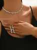 Joyería de Boda 2025 Moda Coreana Accesorios de Novia plata Collar de Diamantes Pendientes Pulsera Anillo Juego de Cuatro Piezas