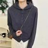 Cárdigan de Punto con Capucha Gris para Mujer en Otoño e Invierno Nuevo Estilo Holgado Estilo Perezoso Chaqueta de Punto Suave y Ceroso Top de Gama Alta