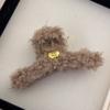 Grampo de cabelo estilo Chanel de pelúcia, fofo, placa traseira de pelúcia, outono e inverno, grampo de tubarão peludo, grampo de cabelo francês para mulheres