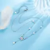 Colar de Pérolas Versátil Moda Super Fada para Mulheres Temperamento de Alto Padrão Luxo Leve Corrente Simples Borboleta Clavícula Estilo Tom Frio