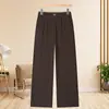 Pantalones rectos de estilo mom de alta gama para otoño, nuevo estilo para mujeres de 50 a 60 años, pantalones para mujeres de mediana edad y mayores, pantalones de pierna ancha de color liso para primavera y otoño para mujeres