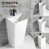 Lavabo de pedestal cerámico, lavabo integrado de pie, lavabo de pedestal para baño, lavabo de balcón, adecuado para apartamentos pequeños