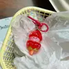 Chaveiro de Fruta Pequena Simulada de Espinheiro-Alvar Cristalizado com Glitter Colorido Transparente Fofo Brinquedo Alimentício Pingente Acessórios de Verão