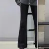 Jeans de Borde de Lana Micro-Lar para Mujer Otoño e Invierno Forrados de Polar Chica Gordita Cintura Alta Adelgazantes Forma de Pera Elásticos Pantalones de Herradura