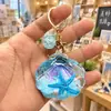 Chaveiro Pingente Criativo Acrílico Pintura a Óleo Vida Marinha Micro Paisagem Estrela do Mar Garrafa de Areia Movediça Chaveiro Pequeno Presente
