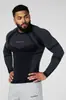 Camiseta Masculina de Manga Longa Youngla Malha Fitness Musculação Esportiva Calças Colantes Tops Respiráveis Elásticos de Secagem Rápida para Uso ao Ar Livre