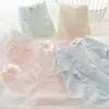 Roupa íntima feminina de algodão Classe A 10A seda de amoreira antibacteriana com entrepernas estendido, calcinhas triangulares de algodão puro com borda franzida cor sólida para meninas e estudantes