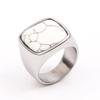 Amazon caliente nuevo anillo retro personalizado para hombre de piedra natural y acero de titanio joyería de acero de titanio de moda venta al por mayor