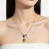 Collar de Manzana Verde Lindo y Fresco con Diamantes Collar de Dopamina para Mujer Estilo Dulce Fresco Picante Moda de Nicho Cadena para Clavícula
