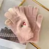 Guantes de Navidad de Muñeco de Nieve Corazón Femenino Guantes de Dedos Divididos para Pantalla Táctil Guantes de Punto Cálidos de Invierno Guantes de Ciclismo a Prueba de Frío para Mujer