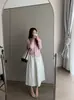 Saia Guarda-Chuva Estilo Coreano Elástica Cintura Alta Comprimento Médio Saia Guarda-Chuva Primavera e Verão Versátil Casual Solta Emagrecedora para Mulheres